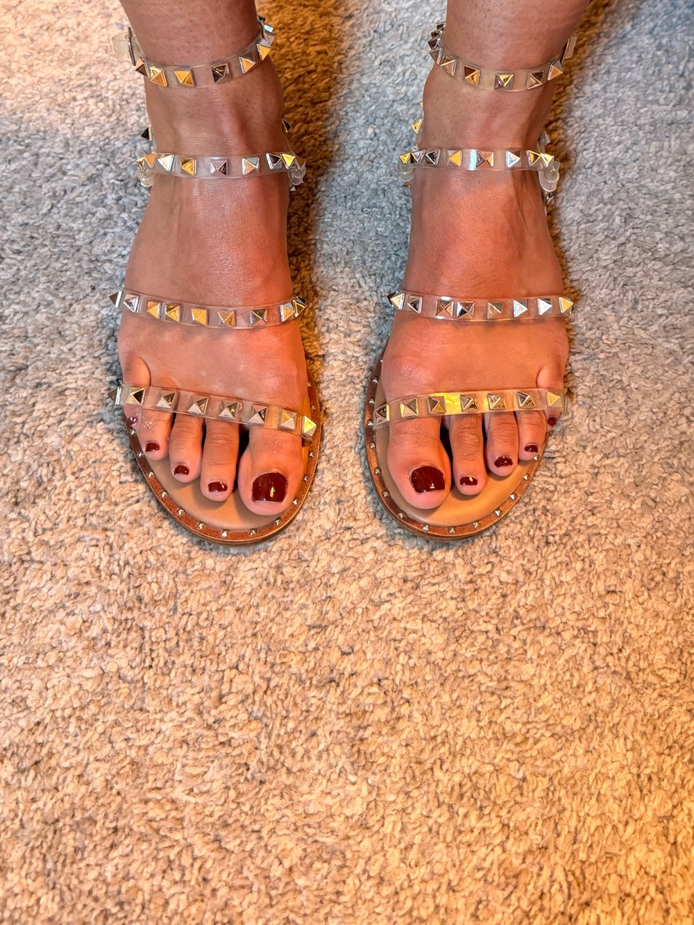 Steve Madden Nude Studded Multi-Strap Sandals